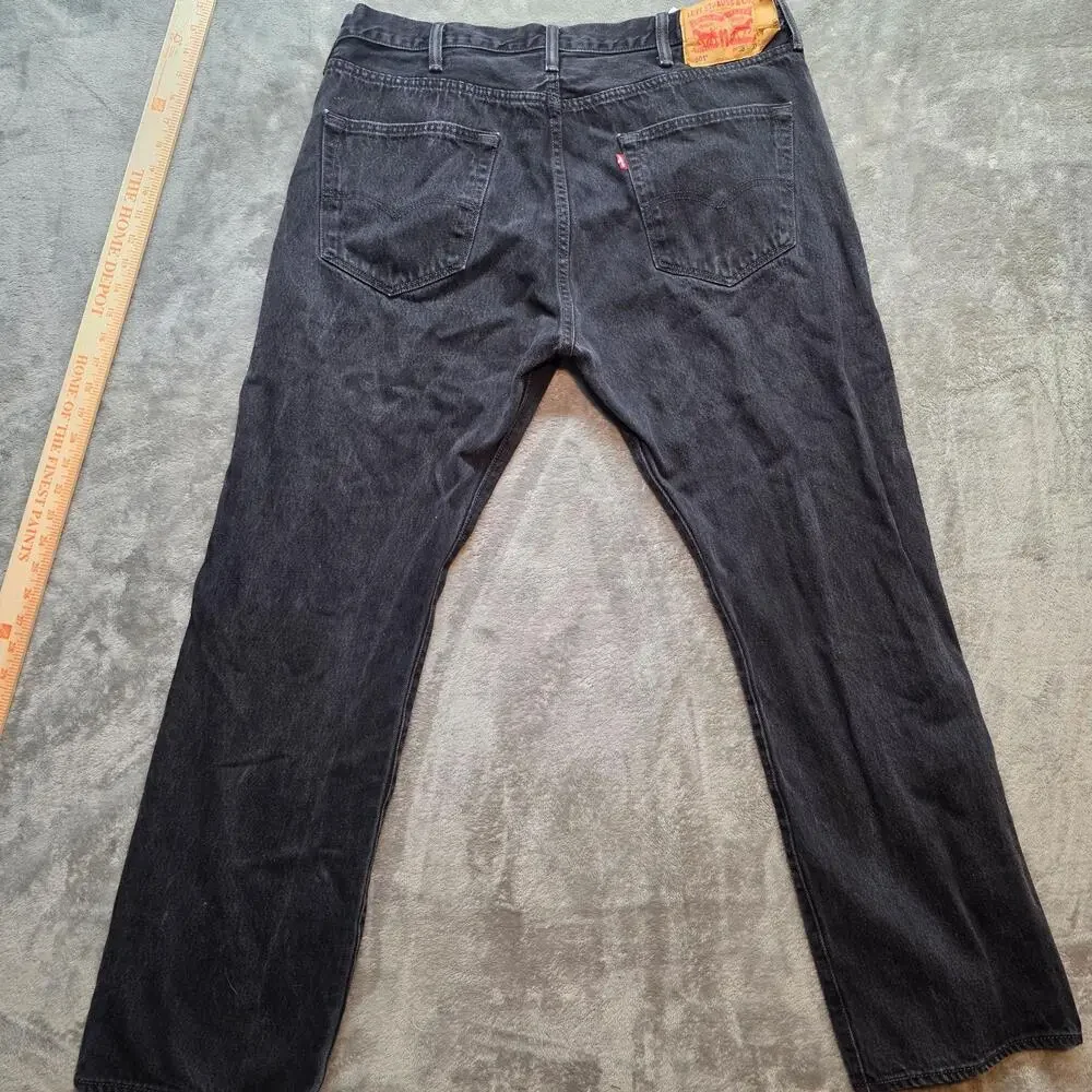 Levi's 501 Jeans Mens 38x30 Black Dark Wash Regular Fit Straight Leg Denim